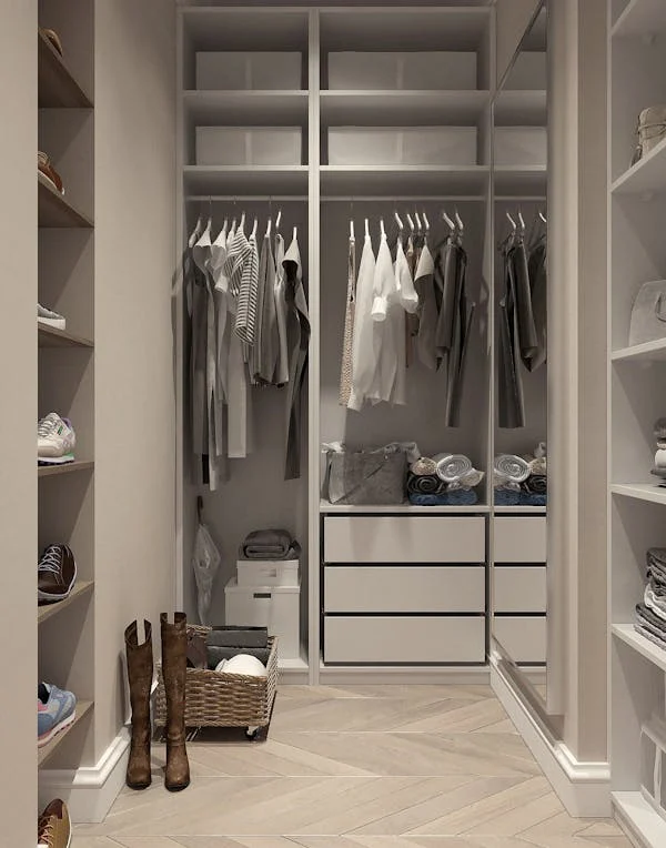 guarda-roupa arrumado com peças coringa para facilitar o manuseio, sem perder a possibilidade criativa