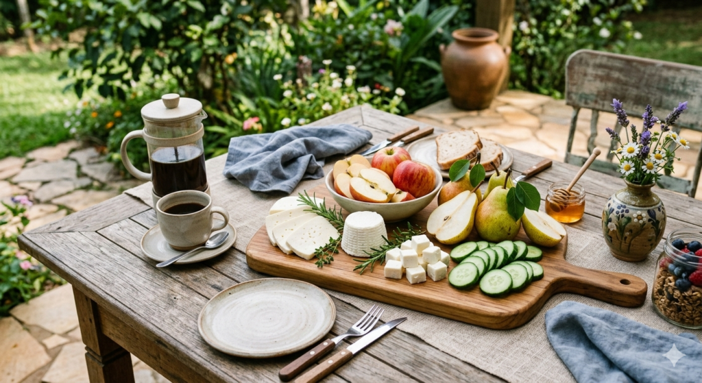 mesa com alimentos "detergentes" que ajudam na manutenção de um sorriso saudável.
